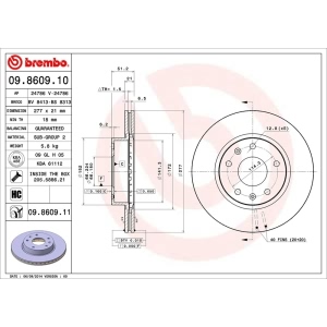 brembo UV Coated Series Front Brake Rotor for Land Rover Freelander - 09.8609.11