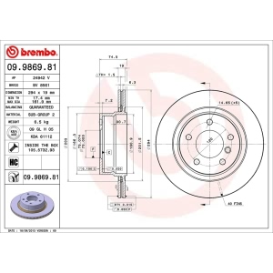brembo UV Coated Series Vented Rear Brake Rotor for 2005 BMW Z4 - 09.9869.81