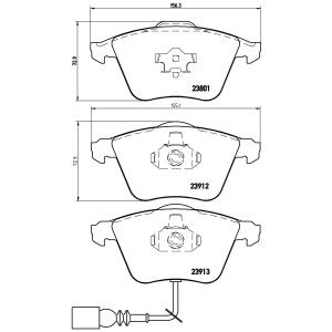 brembo Premium Low-Met OE Equivalent Front Brake Pads for Audi TTS Quattro - P85079