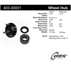 Centric Premium™ Wheel Hub Repair Kit for 1987 Honda Accord - 403.40001