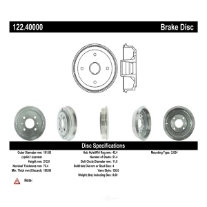 Centric Premium™ Brake Drum for Honda Civic - 122.40000