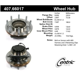 Centric Premium™ Front Driver Side Non-Driven Wheel Bearing and Hub Assembly for GMC Sierra 2500 HD - 407.66017