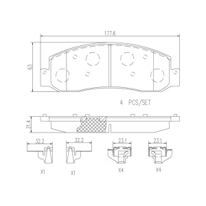 brembo Premium Ceramic Front Disc Brake Pads for 2009 Ford F-350 Super Duty - P24130N