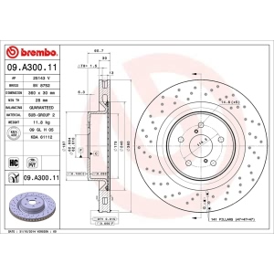 brembo UV Coated Series Drilled Vented Front Brake Rotor for 2012 Lexus IS F - 09.A300.11