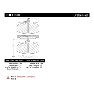 Centric Formula 100 Series™ OEM Brake Pads for 2017 Lexus RC200t - 100.11180