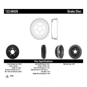 Centric Premium Rear Brake Drum - 122.66020