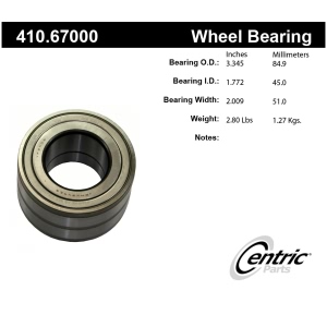 Centric Premium™ Front Driver Side Wheel Bearing for 2001 Dodge Ram 2500 - 410.67000