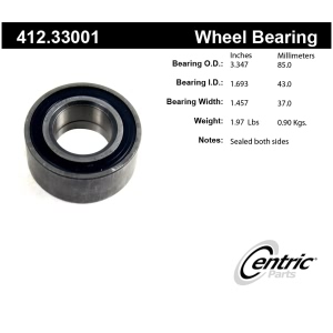 Centric Premium™ Front Driver Side Double Row Wheel Bearing for 1996 Audi A4 - 412.33001