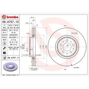 brembo UV Coated Series Vented Front Brake Rotor for 2005 Volvo V70 - 09.A757.11