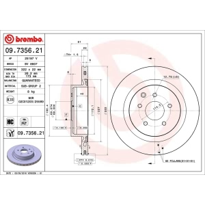 brembo UV Coated Series Rear Brake Rotor for 2004 Nissan 350Z - 09.7356.21