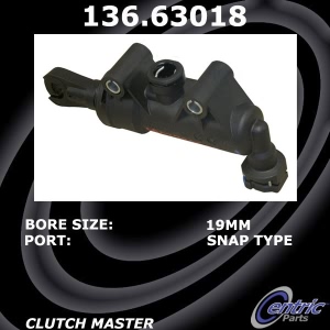 Centric Premium Clutch Master Cylinder for 2018 Dodge Challenger - 136.63018
