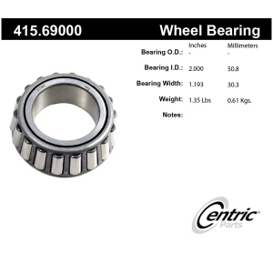 Centric Premium™ Rear Passenger Side Outer Wheel Bearing for Hummer - 415.69000