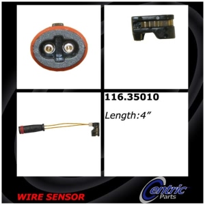 Centric Brake Pad Sensor Wire for Mercedes-Benz - 116.35010