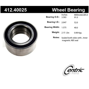 Centric Premium™ Front Driver Side Wheel Bearing for 2013 Acura TL - 412.40025