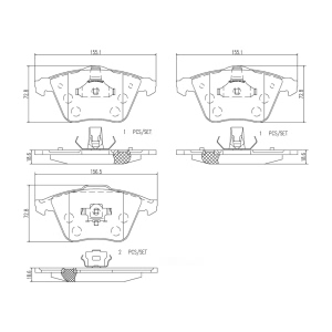 brembo Premium Ceramic Front Disc Brake Pads for 2012 Mazda 3 - P24057N