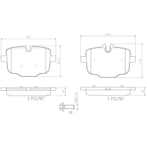 brembo Premium Ceramic Rear Disc Brake Pads for BMW 550i xDrive - P06061N