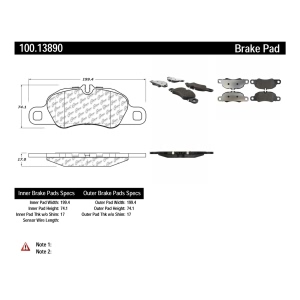 Centric Formula 100 Series™ OEM Brake Pads for 2015 Porsche Cayman - 100.13890