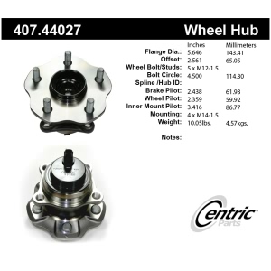 Centric Premium™ Wheel Bearing And Hub Assembly for Lexus RX350 - 407.44027
