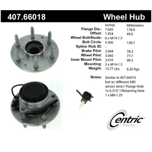 Centric Premium™ Wheel Bearing And Hub Assembly for 2014 Chevrolet Silverado 1500 - 407.66018