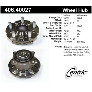 Centric Premium™ Wheel Bearing And Hub Assembly for Honda Pilot - 406.40027