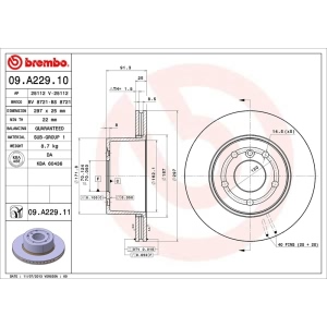 brembo UV Coated Series Vented Front Brake Rotor for 2001 Land Rover Discovery - 09.A229.11