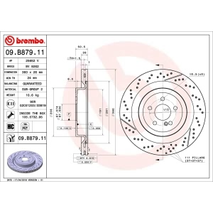 brembo UV Coated Series Drilled and Slotted Rear Brake Rotor for Mercedes-Benz AMG GT - 09.B879.11