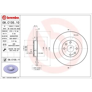 brembo UV Coated Series Rear Brake Rotor for 2004 Mazda Miata - 08.C135.11