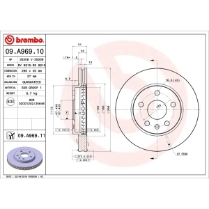 brembo UV Coated Series Front Brake Rotor for 2016 Chevrolet Malibu Limited - 09.A969.11
