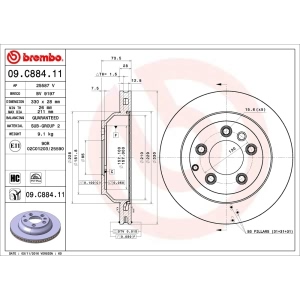 brembo UV Coated Series Vented Rear Brake Rotor for 2015 Porsche Cayenne - 09.C884.11
