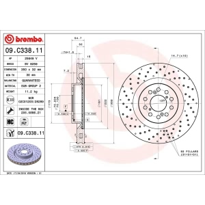 brembo UV Coated Series Drilled Vented Front Brake Rotor for Honda - 09.C338.11