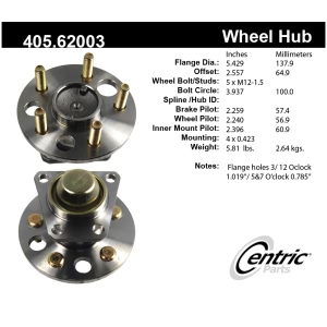 Centric Premium™ Hub And Bearing Assembly for 1989 Buick Skyhawk - 405.62003