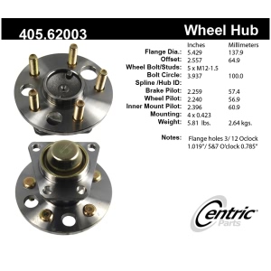 Centric Premium™ Hub And Bearing Assembly for Pontiac J2000 Sunbird - 405.62003