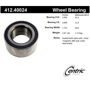 Centric Premium™ Front Passenger Side Double Row Wheel Bearing for 2019 Honda Accord - 412.40024