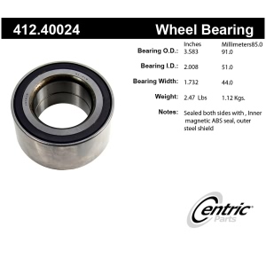 Centric Premium™ Front Passenger Side Double Row Wheel Bearing for 2016 Acura RLX - 412.40024