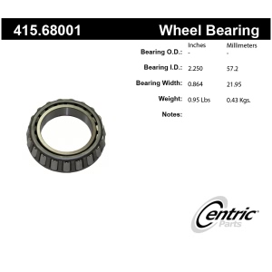 Centric Premium™ Rear Passenger Side Inner Wheel Bearing for 2016 GMC Savana 2500 - 415.68001