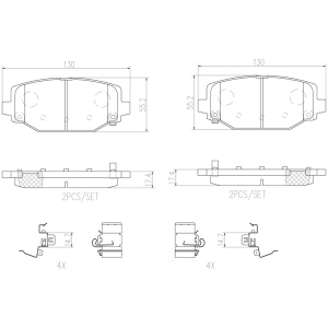 brembo Premium Ceramic Rear Disc Brake Pads for 2017 Dodge Journey - P11032N