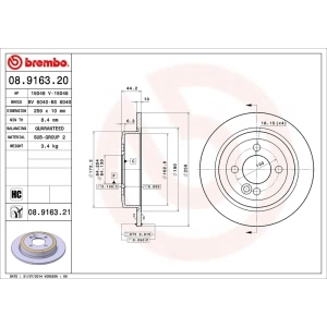 brembo UV Coated Series Rear Brake Rotor for 2008 Mini Cooper - 08.9163.21