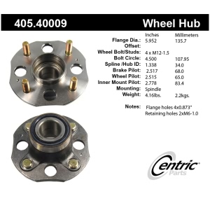 Centric Premium™ Wheel Bearing And Hub Assembly for 1992 Honda Accord - 405.40009