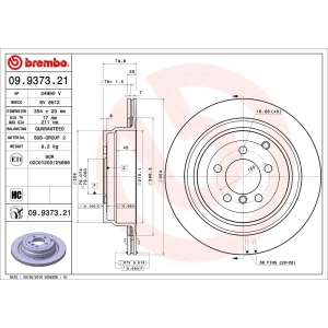 brembo UV Coated Series Rear Brake Rotor for 2010 Land Rover Range Rover - 09.9373.21