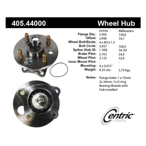 Centric Premium™ Wheel Bearing And Hub Assembly for 1995 Geo Prizm - 405.44000