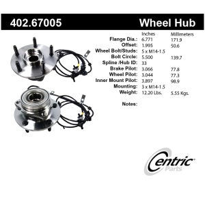 Centric Premium™ Wheel Bearing And Hub Assembly for 1999 Dodge Ram 1500 - 402.67005