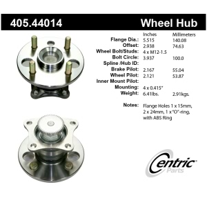 Centric Premium™ Wheel Bearing And Hub Assembly for 1999 Chevrolet Prizm - 405.44014