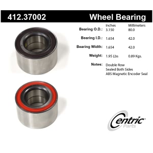 Centric Premium™ Front Passenger Side Double Row Wheel Bearing for 2015 Porsche Cayman - 412.37002