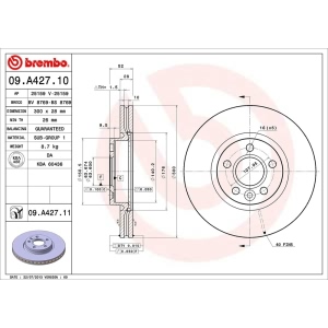 brembo UV Coated Series Vented Front Brake Rotor for 2012 Land Rover Range Rover Evoque - 09.A427.11