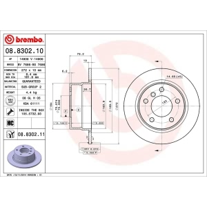 brembo UV Coated Series Rear Brake Rotor for 1999 BMW 318ti - 08.8302.11