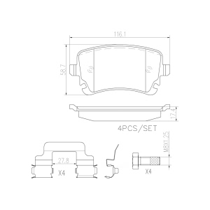 brembo Premium Ceramic Rear Disc Brake Pads for Audi RS4 - P85076N
