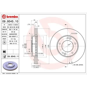 brembo OE Replacement Brake Rotor for 2004 Kia Sorento - 09.9545.11