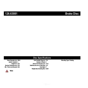 Centric Premium™ OE Style Slotted Brake Rotor for 2017 Dodge Viper - 126.63081