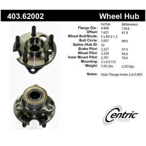 Centric Premium™ Wheel Hub Repair Kit for 1989 Chevrolet Celebrity - 403.62002
