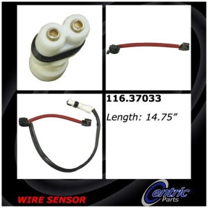 Centric Front Passenger Side Brake Pad Sensor for Porsche - 116.37033